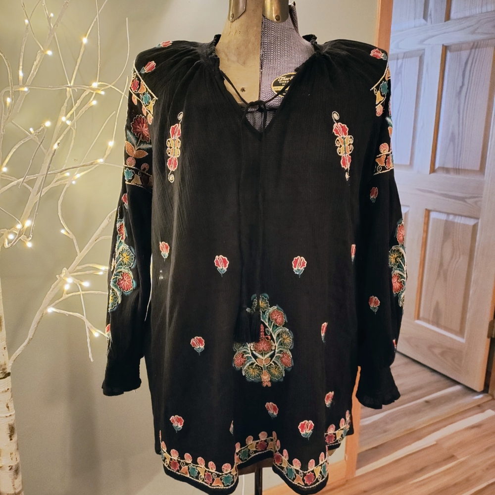 Embroidered Black Blouse